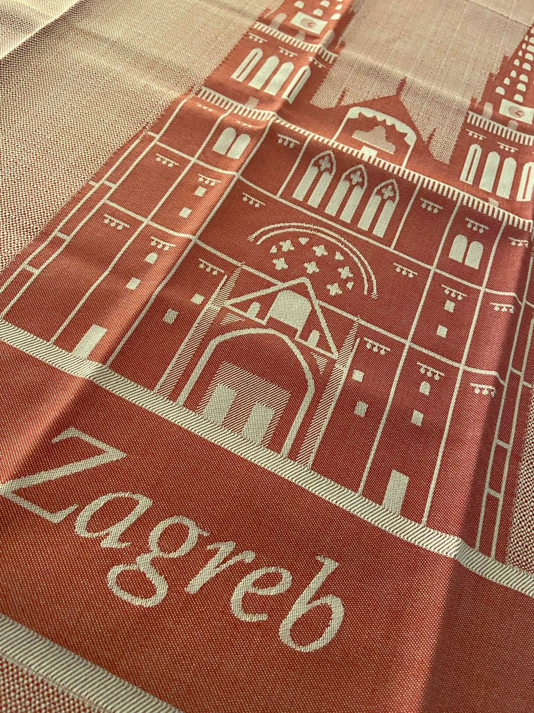 Tea towel Cathedral of Zagreb (Zagrebačka Katedrala) red