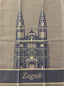 Tea towel Cathedral of Zagreb (Zagrebačka Katedrala) blue